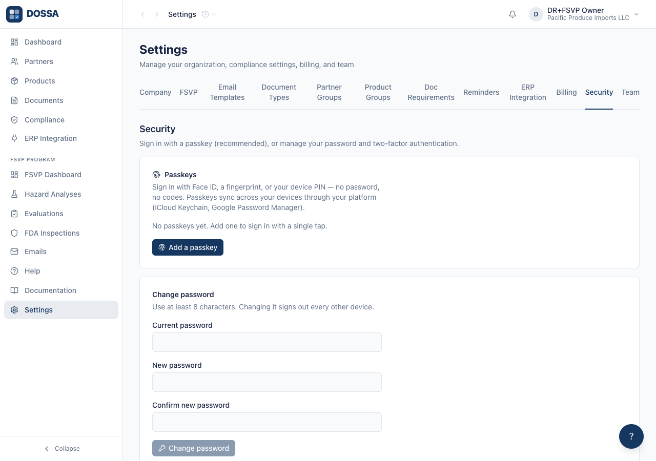 Find where account security lives