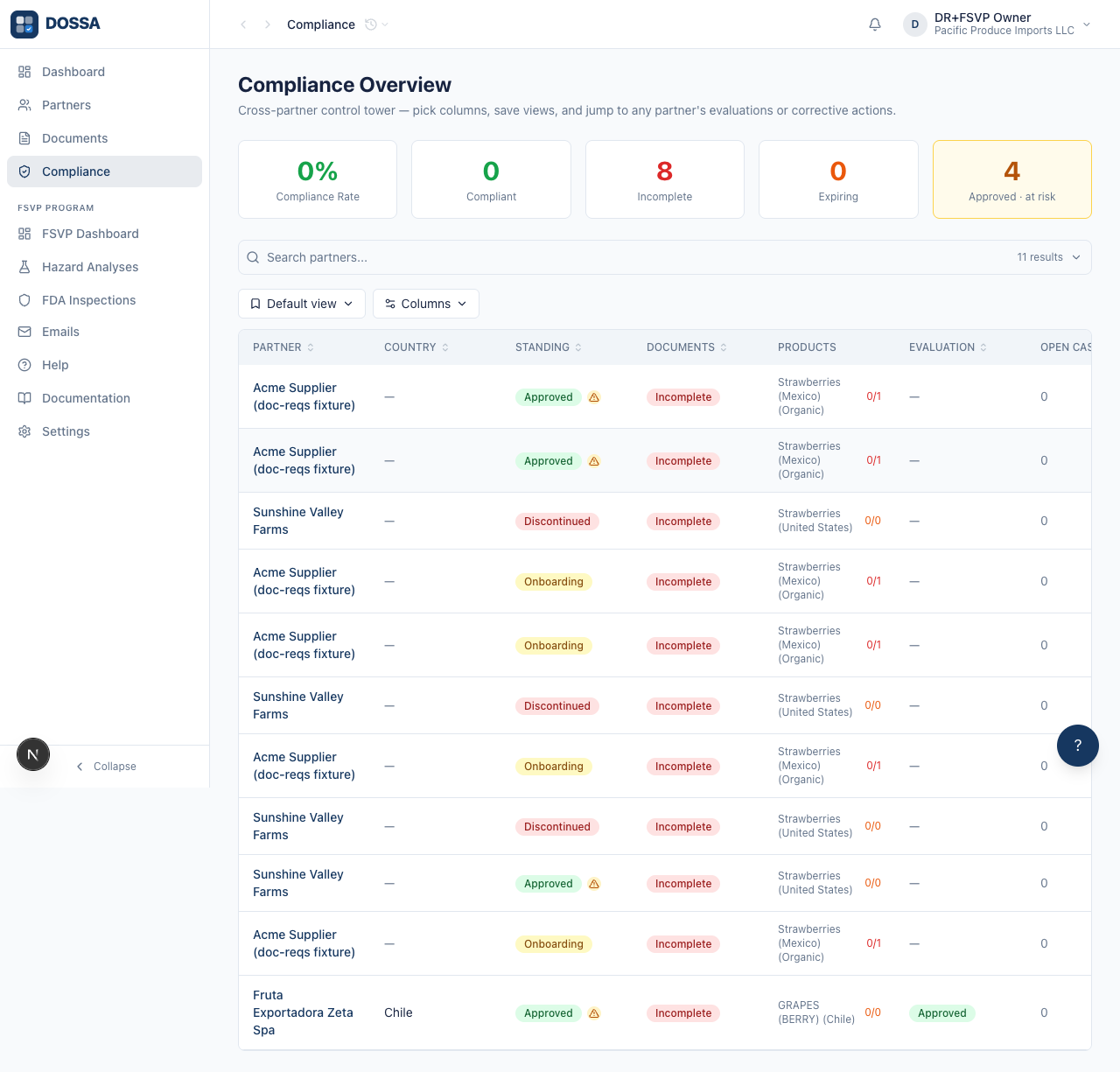 Cross-link to the per-partner Compliance page