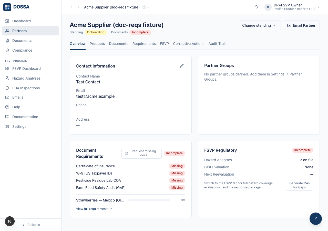 Verify the compliance overview reflects the resolved cascade