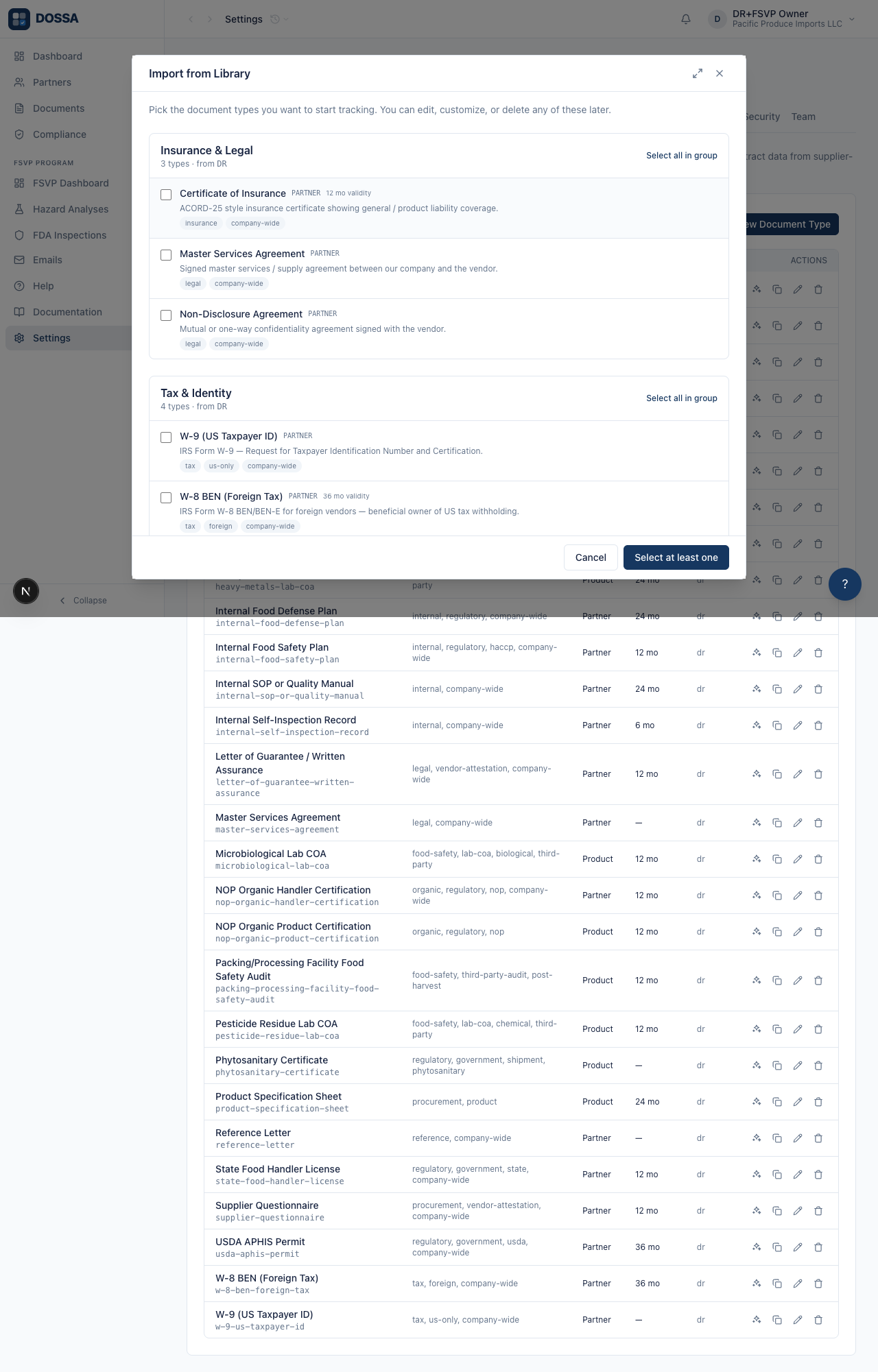 Open the Import from Library wizard