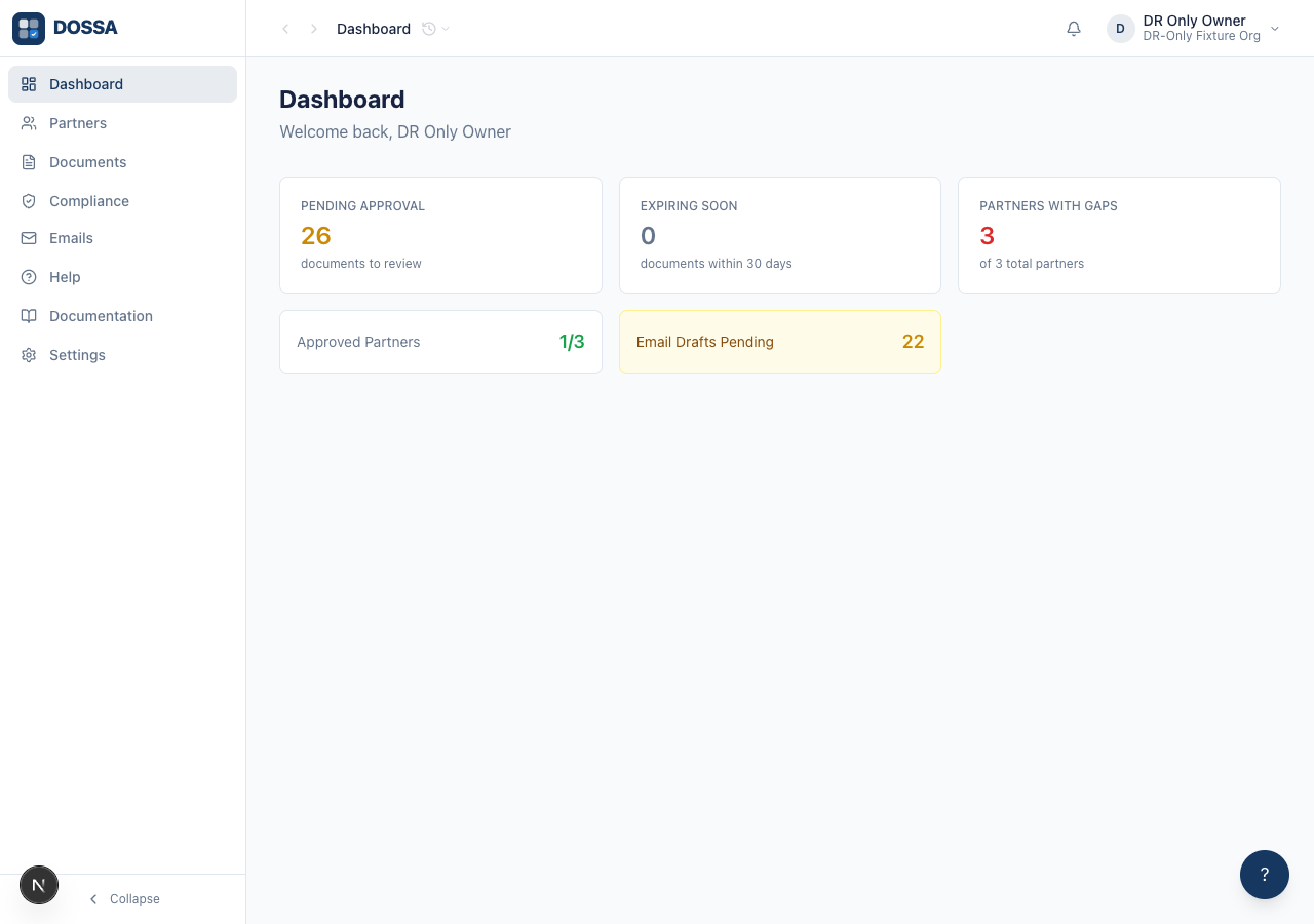Verify the dashboard renders cleanly with no FSVP widgets