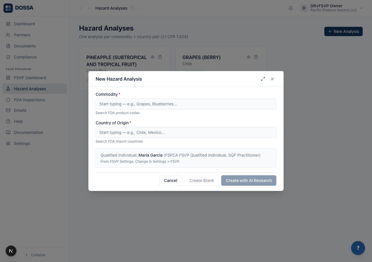 Open the New Analysis form
