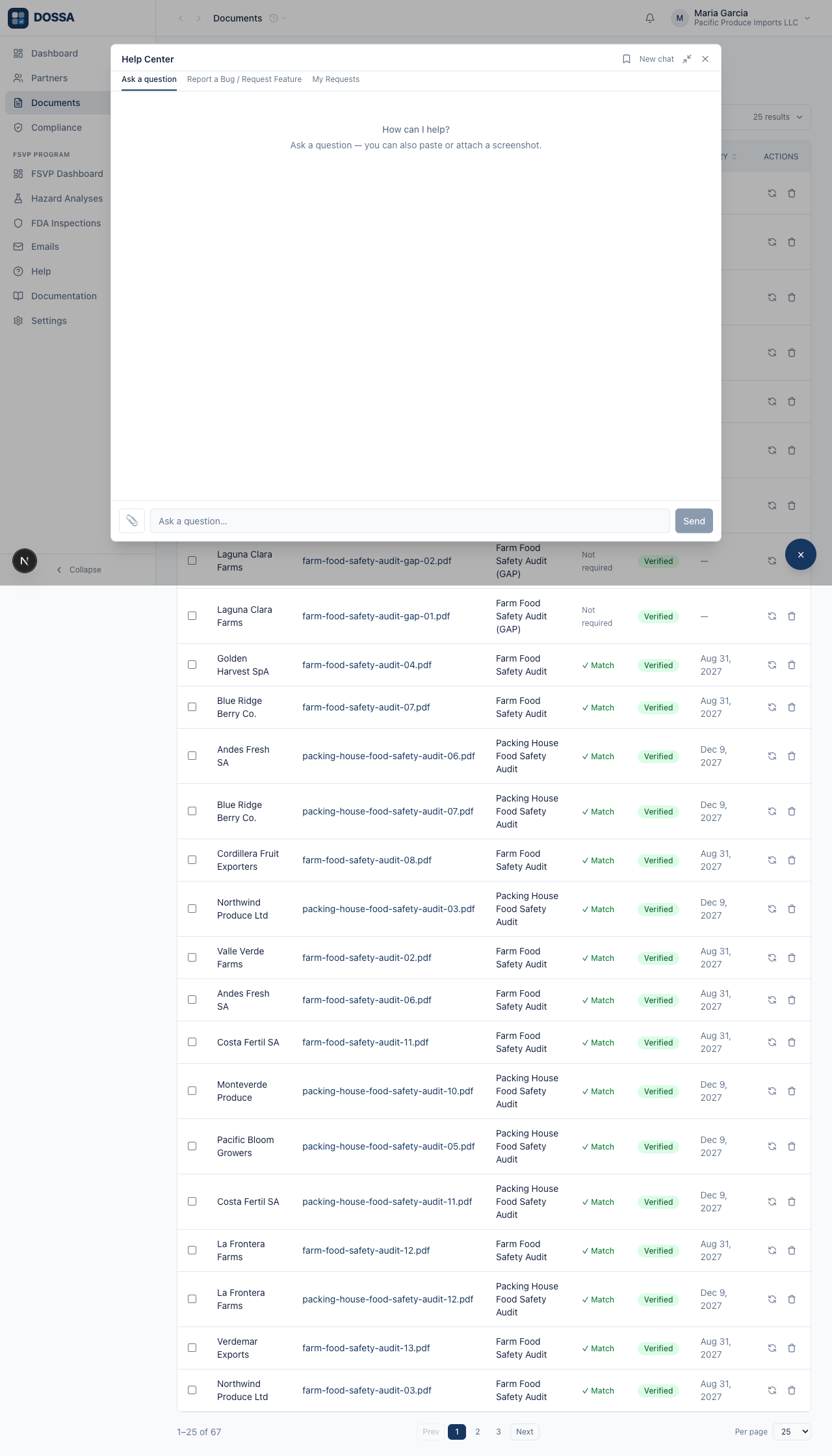 Open the Help assistant from the sidebar