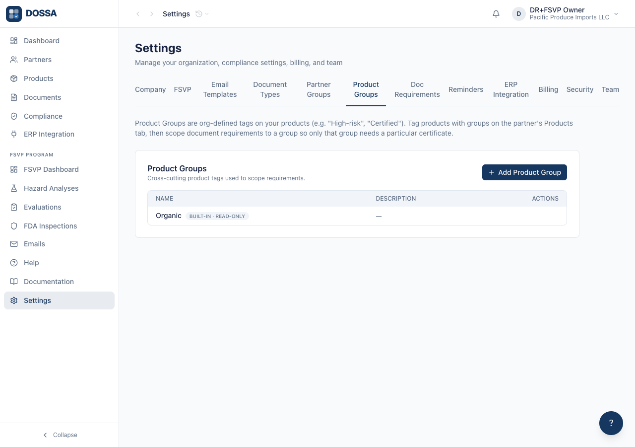 Review the product groupings requirements can be scoped to