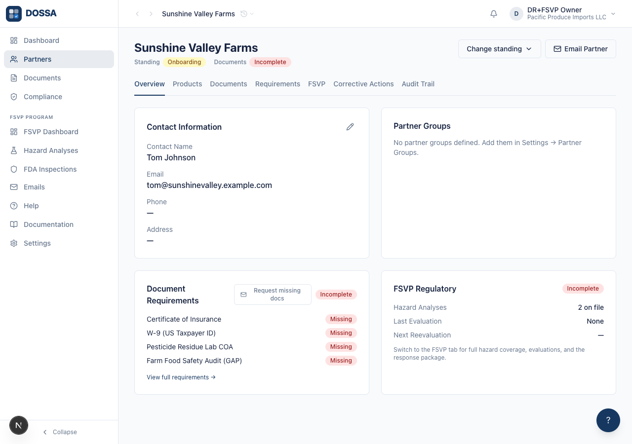 Open the partner detail page