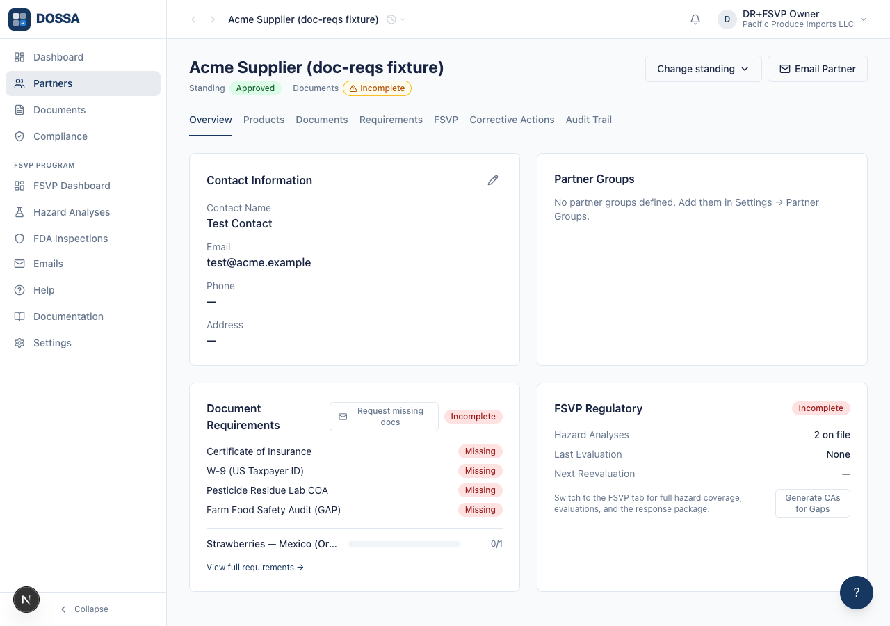 Download the full FSVP package from the partner header (approved partners)