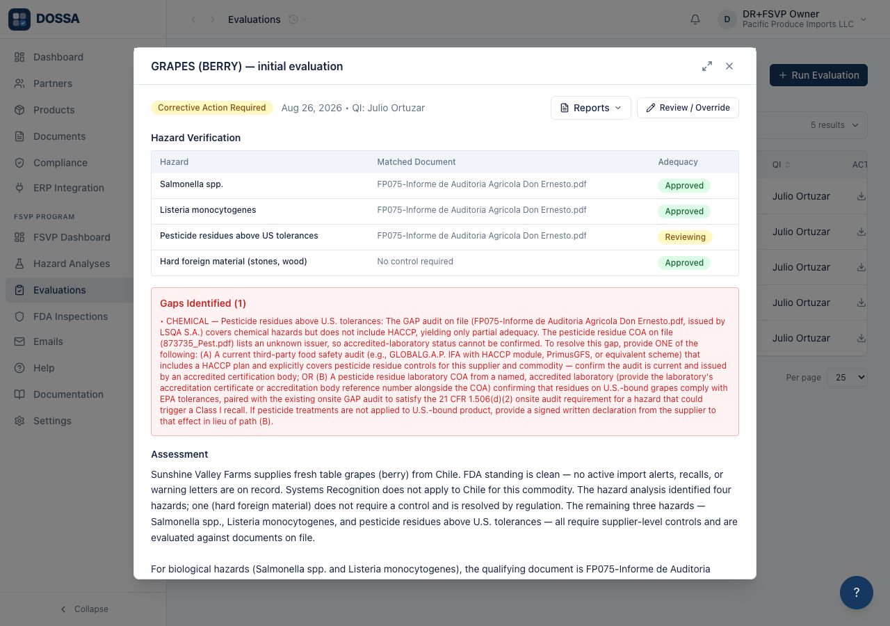 Open an evaluation and read the determination behind it