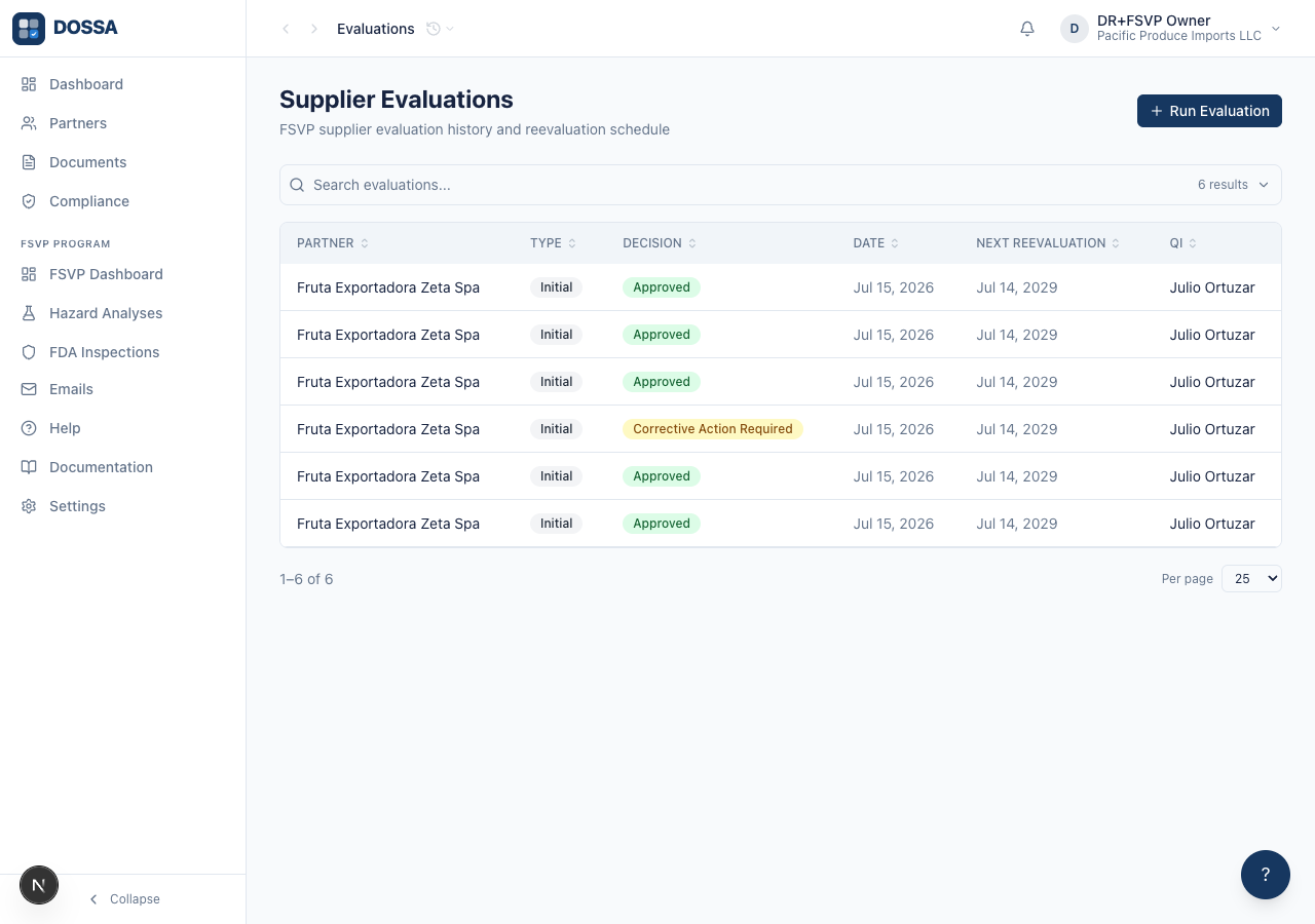 Open the Supplier Evaluations list
